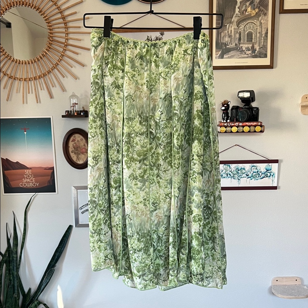Connected Apparel Green Floral Midi Skirt - Size L